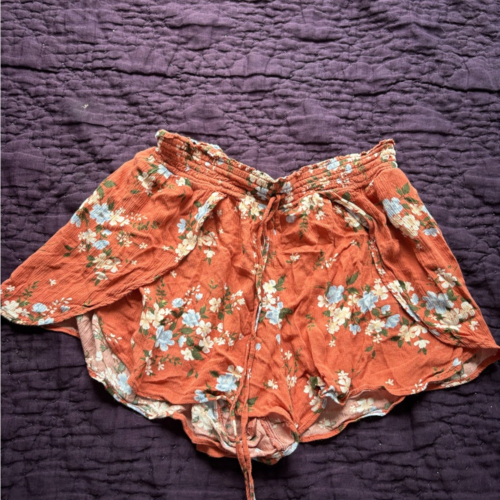 American Eagle Outfitters High Waist Orange and White Shorts